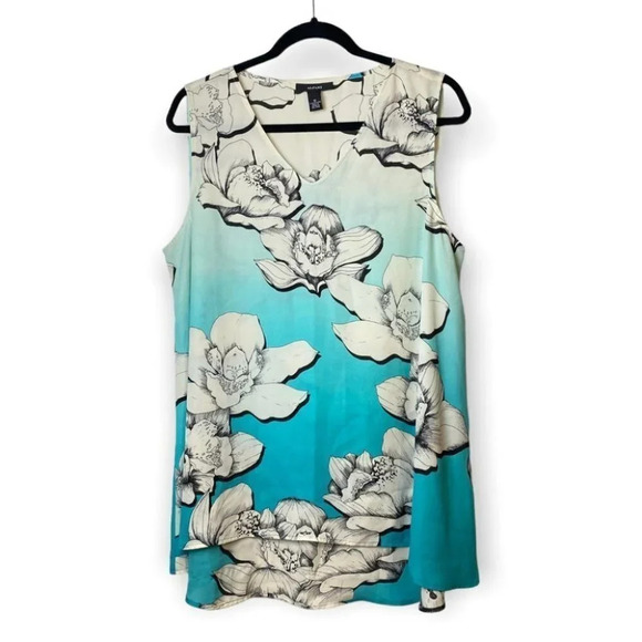 Alfani Sleeveless  Ombre Flowing Petal Aqua Blouse - Picture 2 of 6